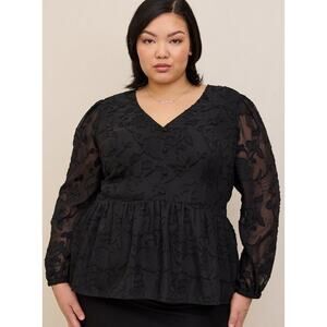 Torrid Womens Black Lace Peplum Top Size 5X Whimsigoth Witchy Grunge Dark Floral